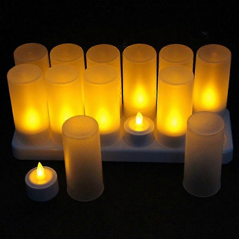 Led vlamloze kaars Set van 12 oplaadbare-YuJia
