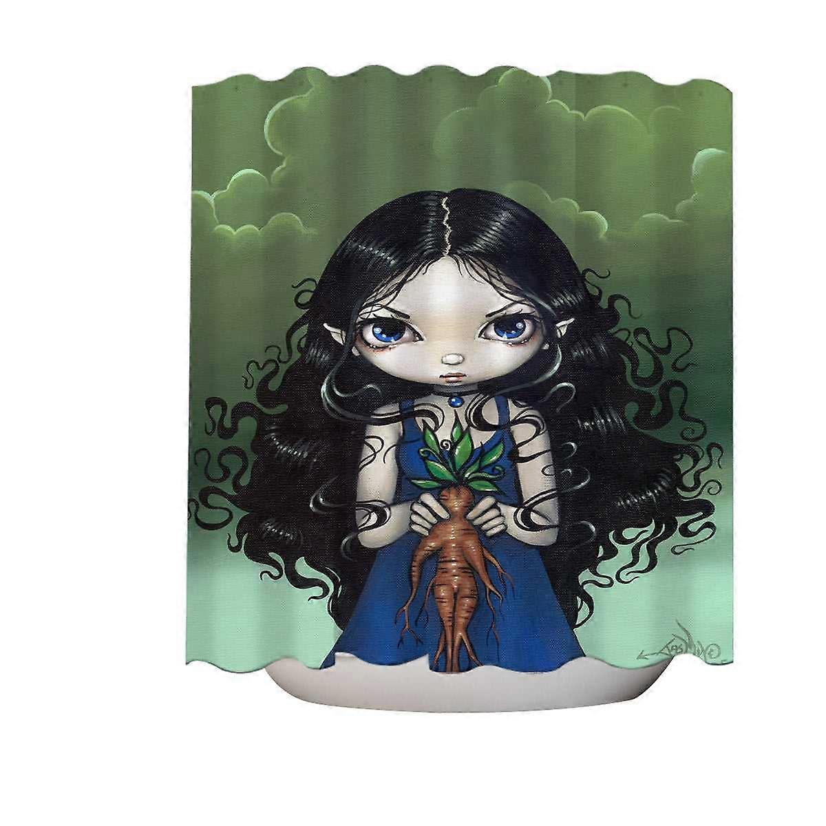 Dark Art Gothic Vibes Girl with Mandrake Root Shower Curtain