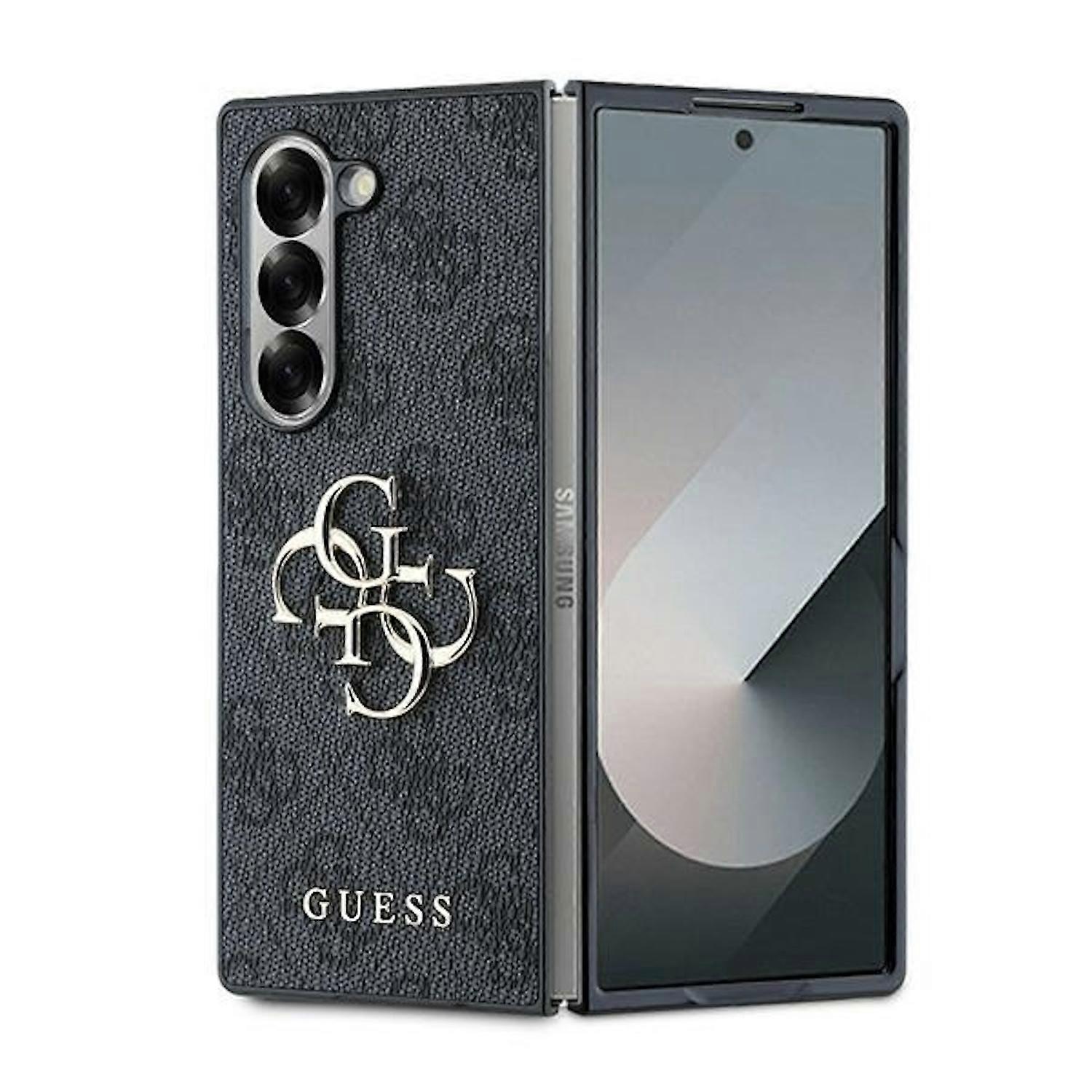 GUESS Samsung Galaxy Z Fold6 Case Leather 4G Metal Logo Design Black