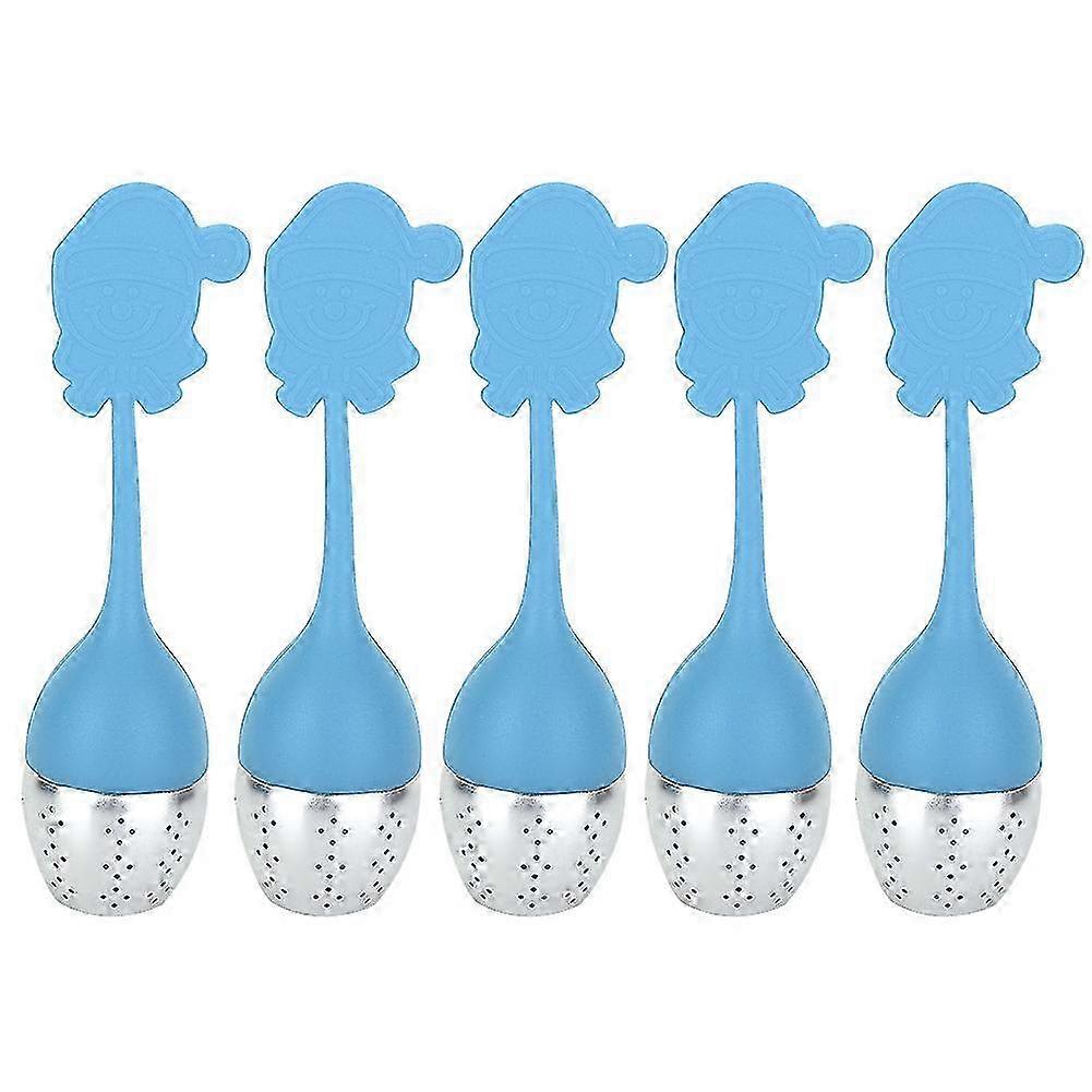 5Pcs Innovative Shape Silicone Tea Infuser Strainer Filter for Home Tea Making (Blue)