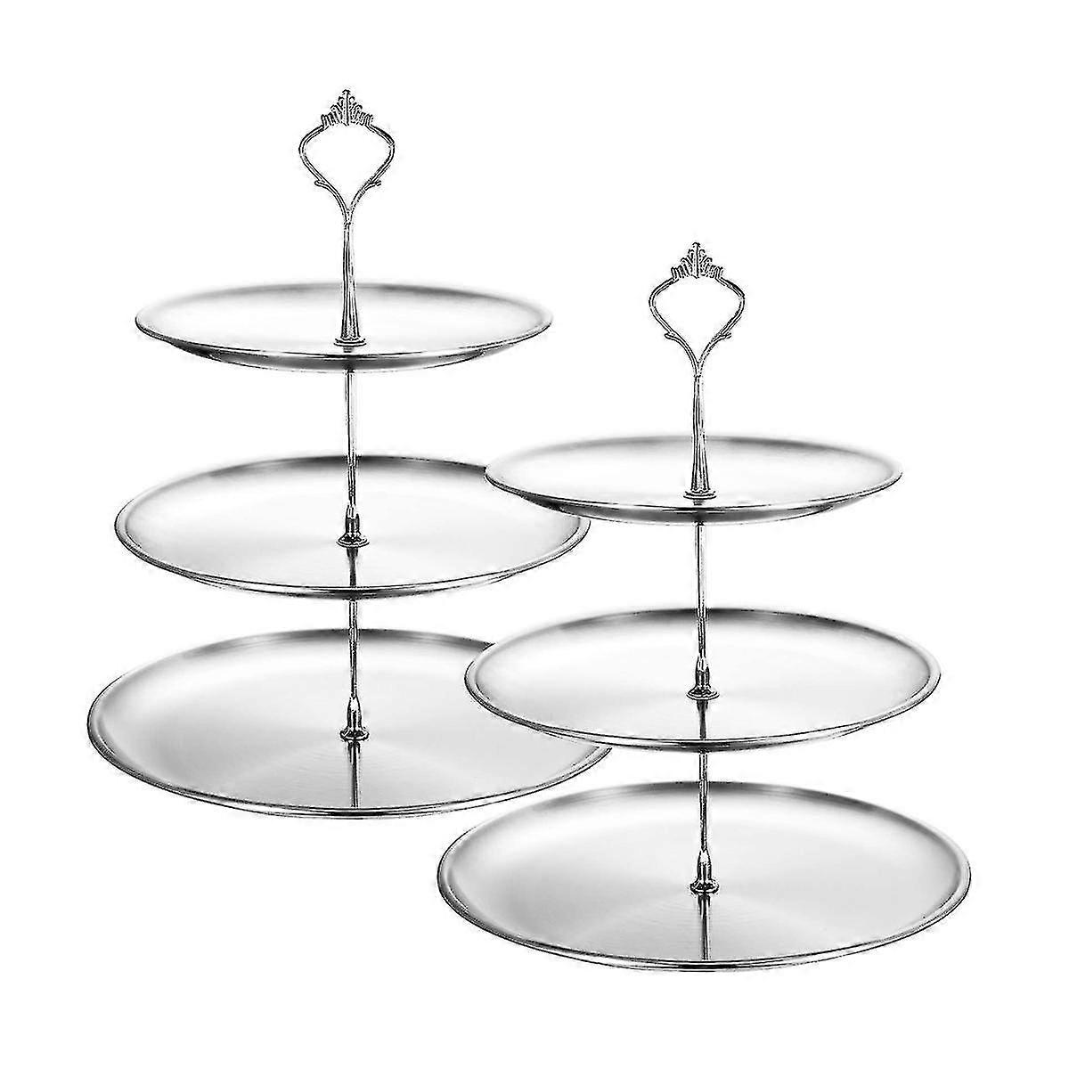 KINCJON Cake Stands Edelstahl gestufter Cupcake-Ständer 3-stufiger Serviertablett-Tisch-Display-Cupcake-Turm