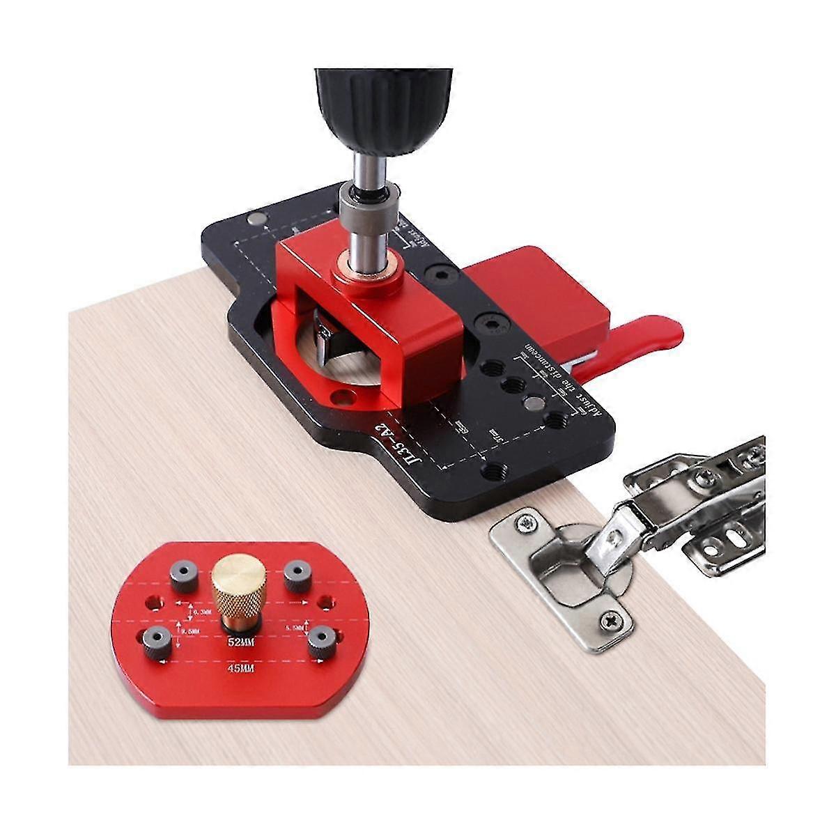 Cabinet Hinge Jig Kit 35mm , Aluminum Alloy Hole Opener Tool Fit For Face Frame Cabinet Cupboard Do