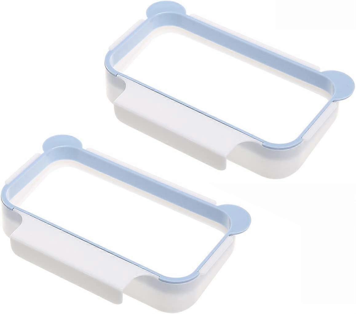 2 pcs Trash Rack Bin Liners Holder Garbage Bag Hanger for Kitchen Cupboard Tailgate (Blue)