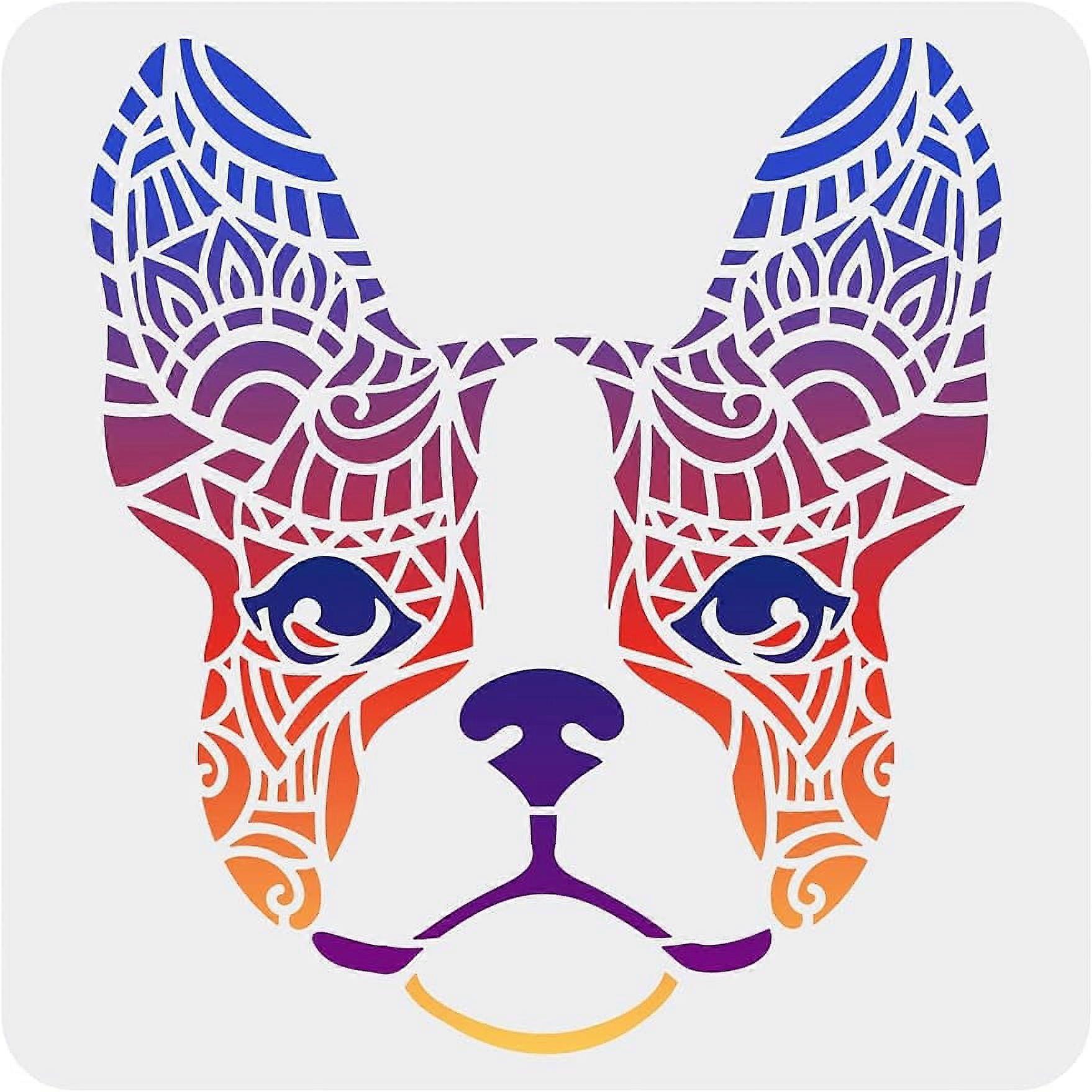 1Pc Dog Painting Stencil Reusable Stencil Boston Terrier Template Dog Head Stencil Washable Drawing Template Large Stencil