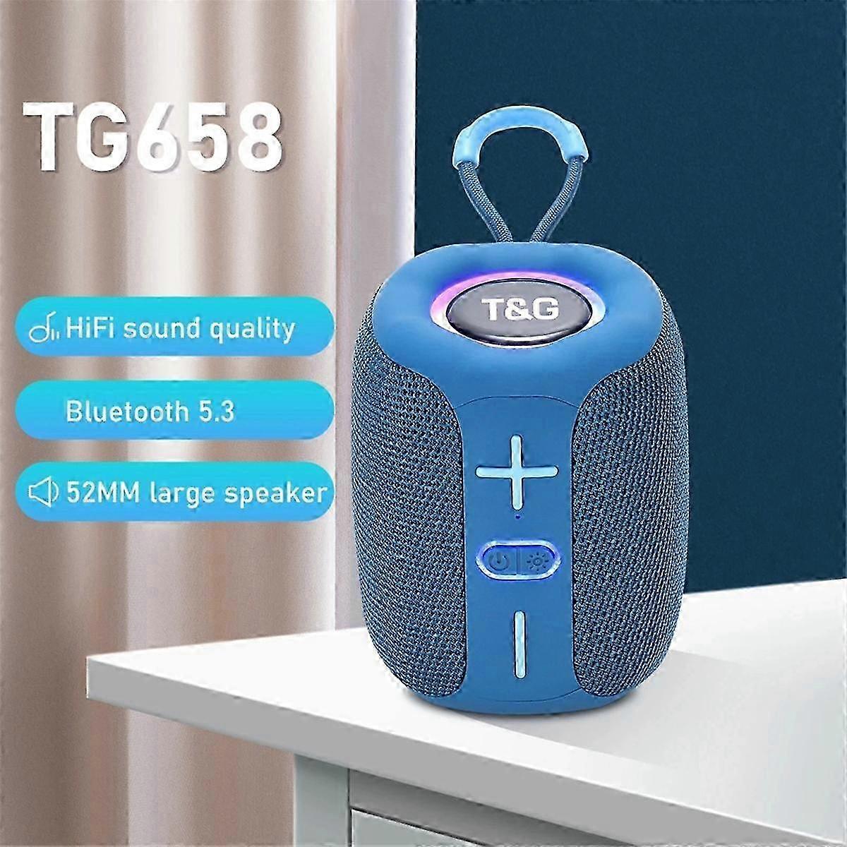 Tg658 Portable Speaker Wireless Subwoofer Tws Bass Column Support Aux Tf Loudspeaker Fm Radio Blue