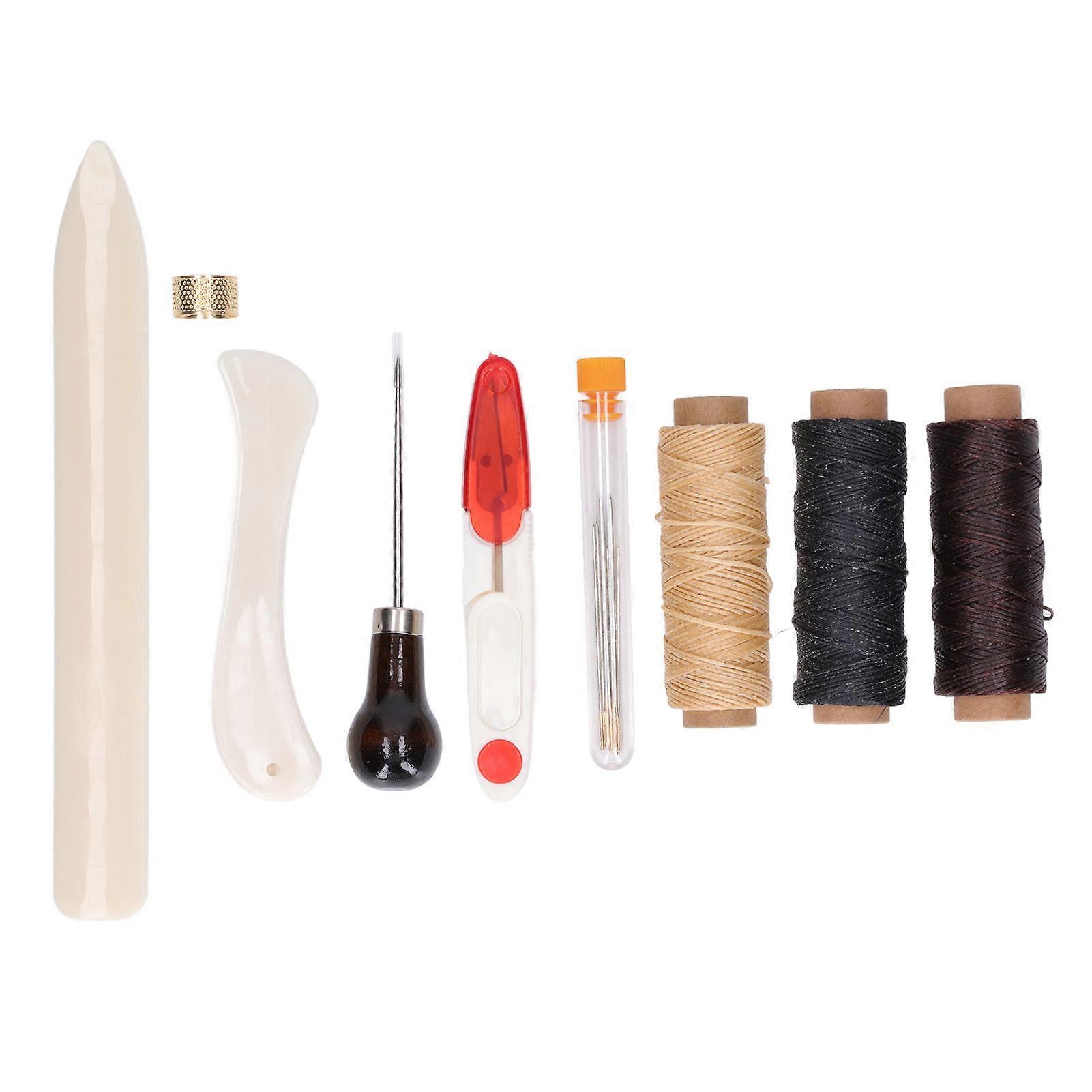 Leather Tools Practical Multifunctional Leather Goods Wax Thread Tail Tip Needles Hand Sewing DIY Leather Set