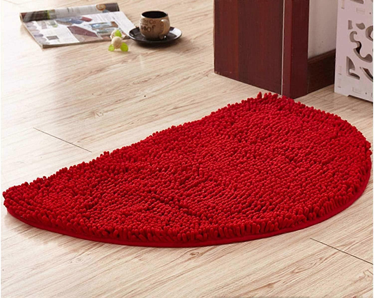 Semi-Circle Bath Mat, Soft Absorbent Chenille Fluffy Non-Slip Bath Mat Rug