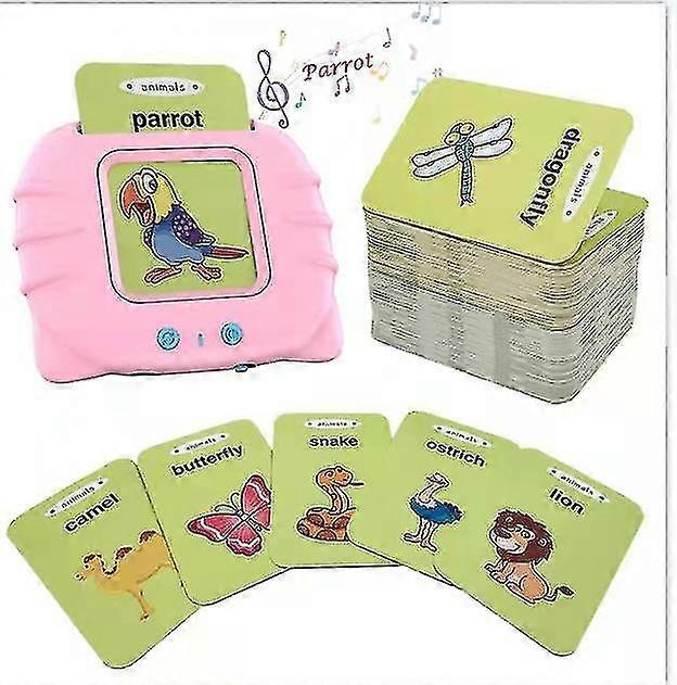 トーキングフラッシュカードスピーチセラピー玩具-未就学児用教育玩具ピンク