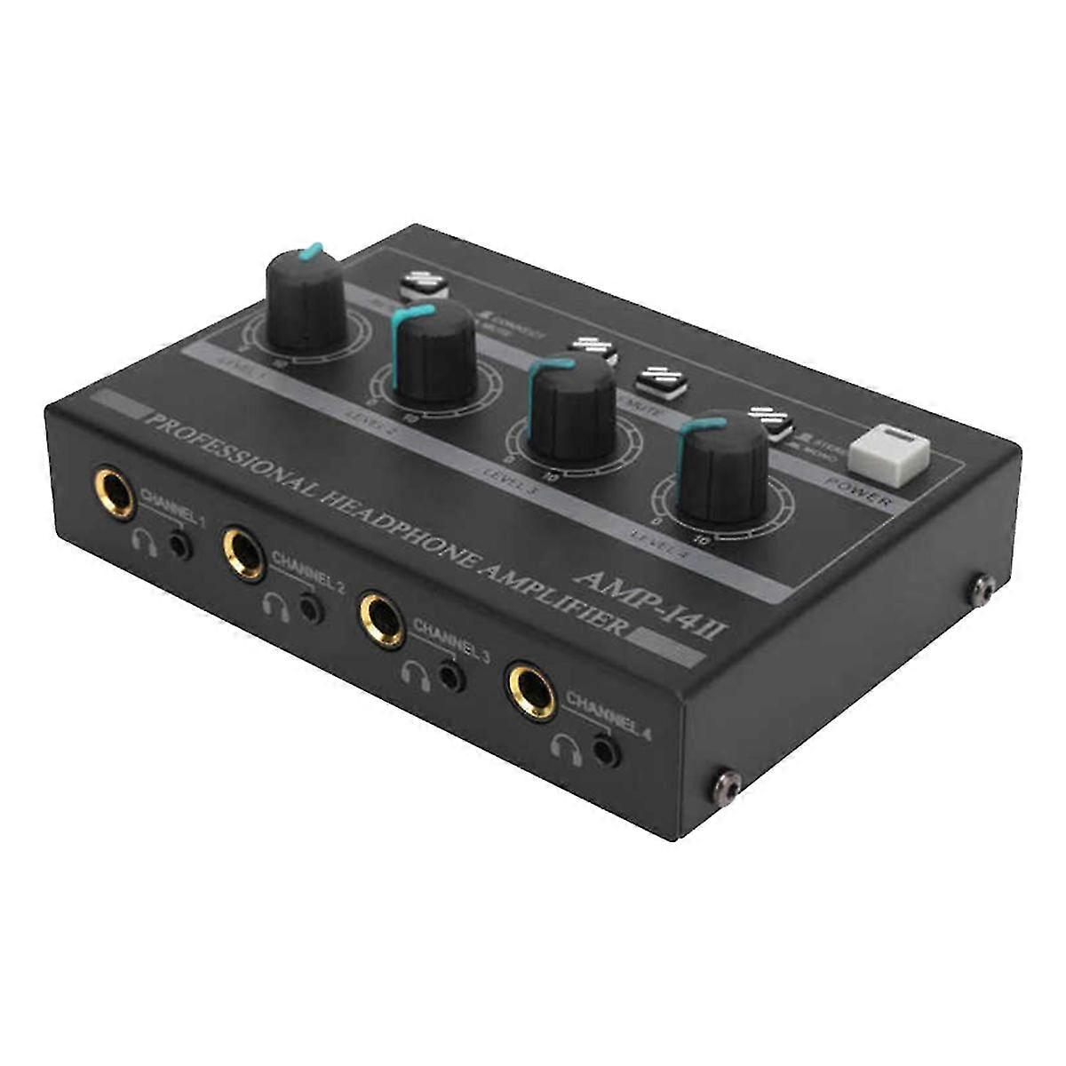 Headphone Amplifier 4-channel Ferroalloy /8 Way Stereo Monitor Set Chargeable Headphone Amplifier-EU Plug