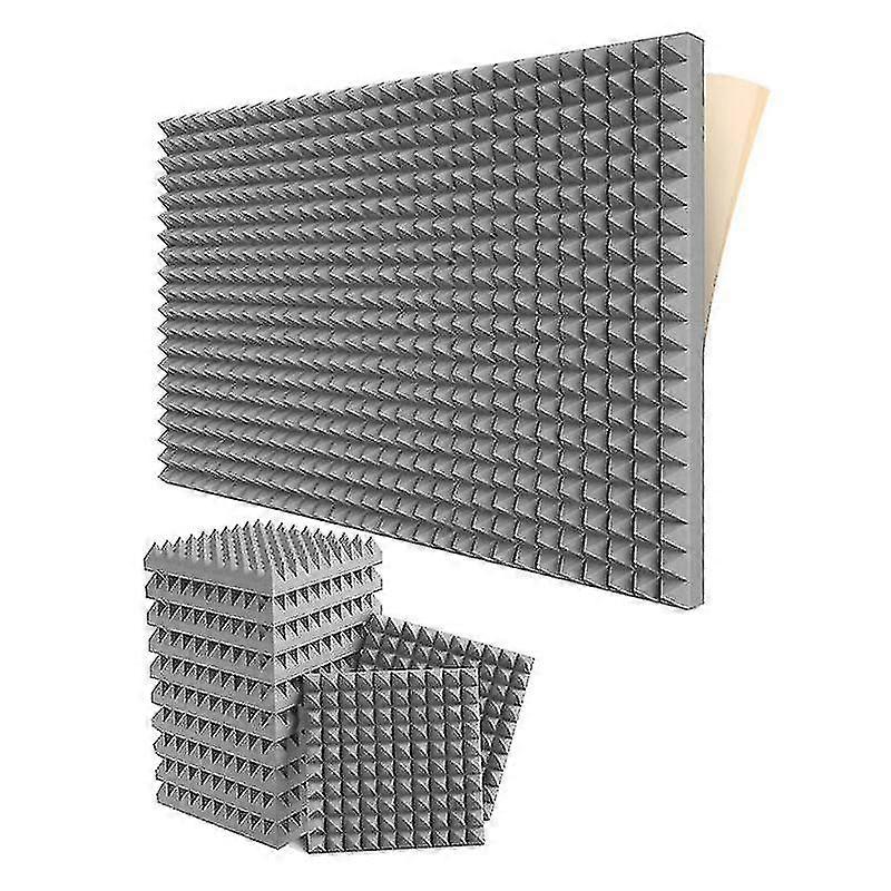 Pack Of 12 Self-adhesive Acoustic Foam Board Soundproofing, Grey