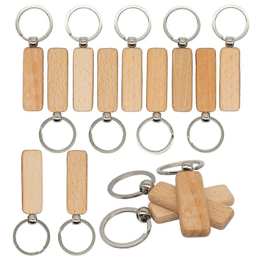 Wood Engraving Blanks Rectangle Blank Wooden Key Chain Wood Blanks for Keychains 20 Pack (Width:0.7