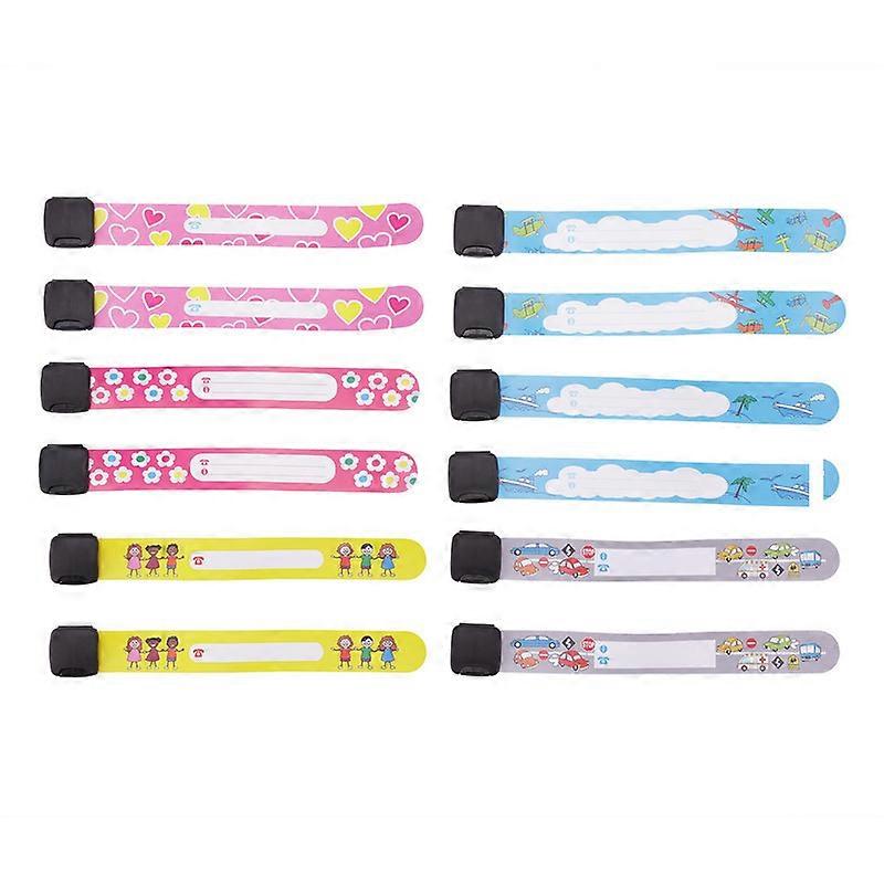 12pcs Enfants Sécurité Id Bracelets Réutilisable Réglable Étanche Identification Bracelets
