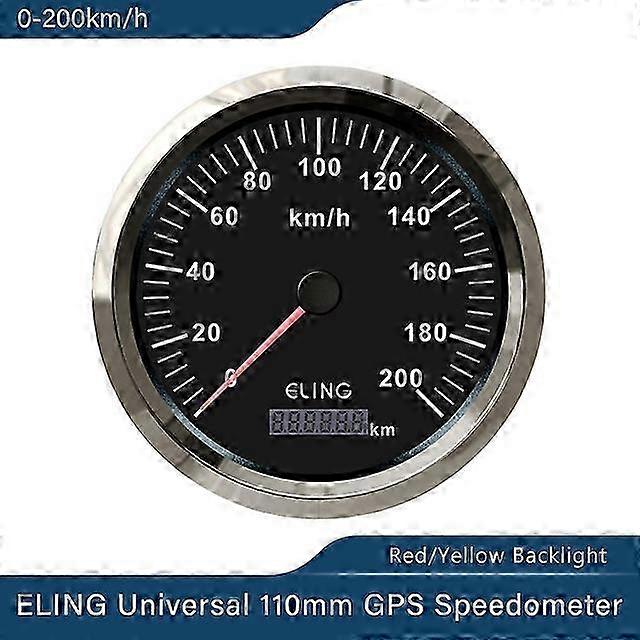 110mm Dimension GPS Speedometer Odometer 0-200km/h 12V/24V Speedo with Red and Yellow Backlight Wate