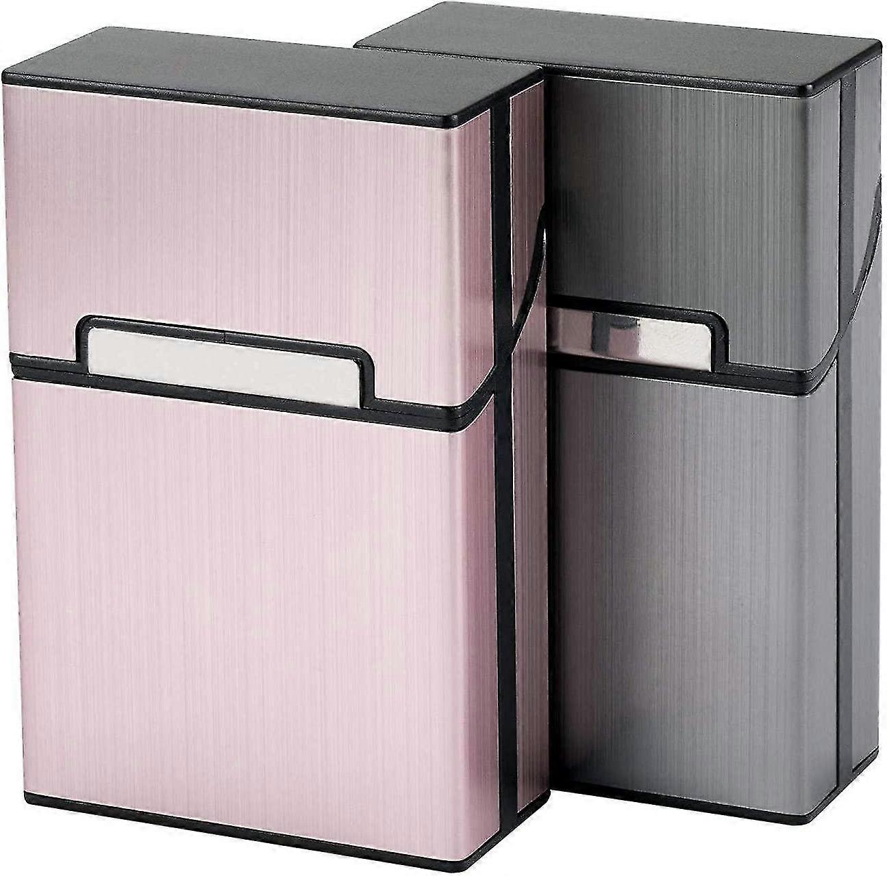 aluminium sigarett tilfelle for hele sigaretter, 20 stk flip topp sigarett sak for menn kvinner damer (grå)