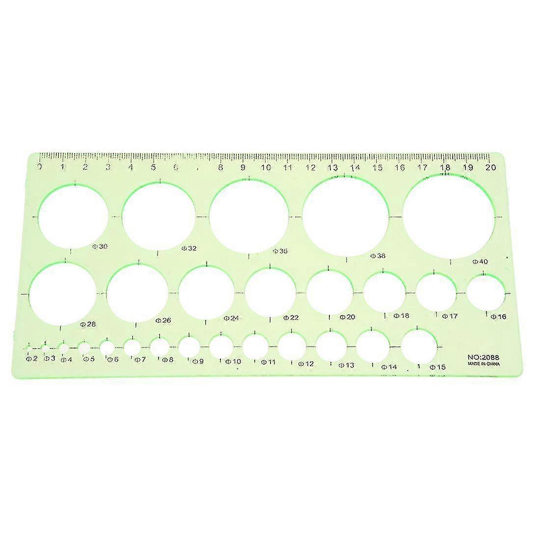Green Plastic Students Rectangle Shape Drawing Circle Template Ruler