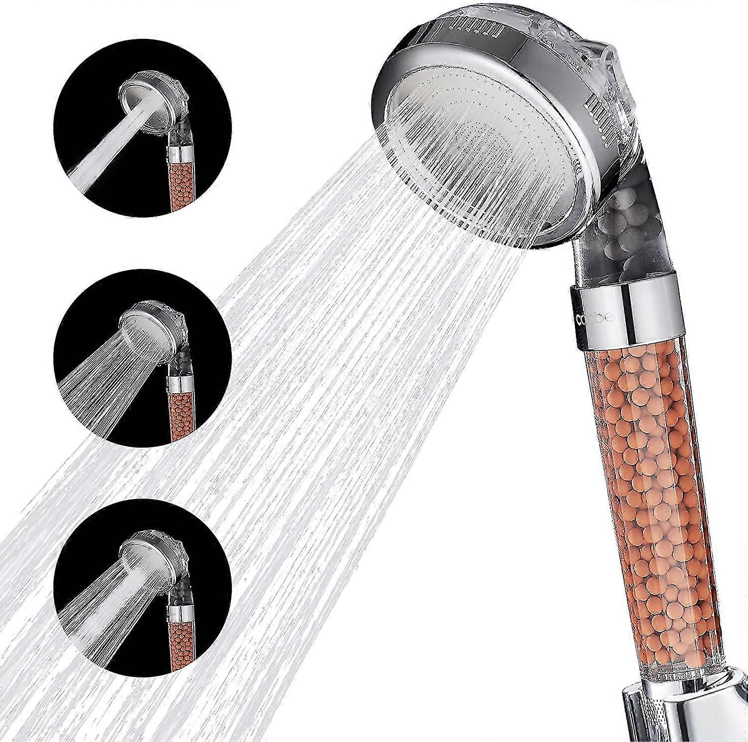 High Pressure Filtration Hand Shower, Water Saving Shower Head With 3 Outlet Modes For Bathrooms With Hard Or Soft Water