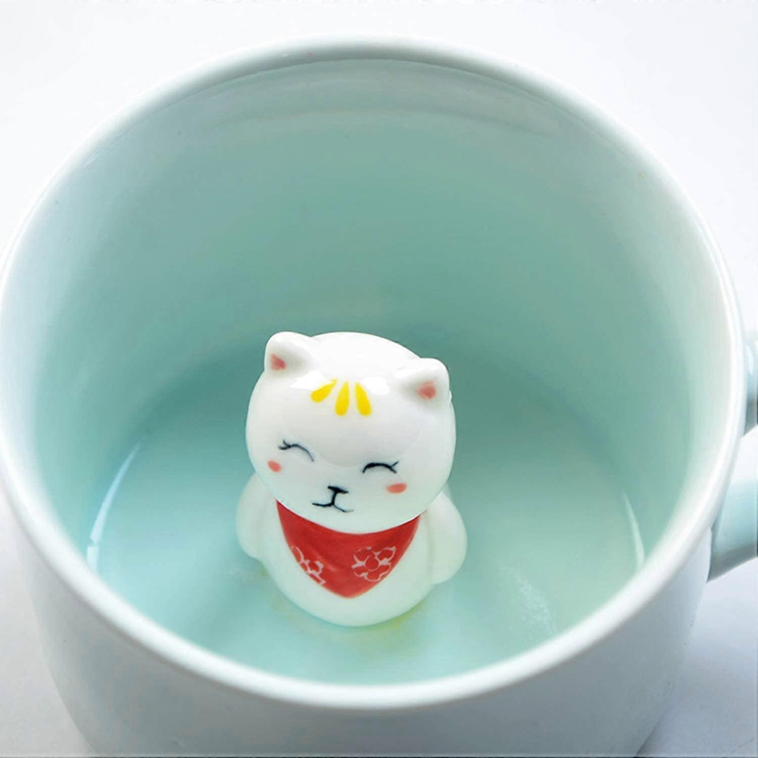 3D Kaffemugg Söt Djur Inuti Kopp Julfödelsedagspresent för pojkar Flickor Barn - Fest Kontor Morgonmuggar för te (3D katt kopp)