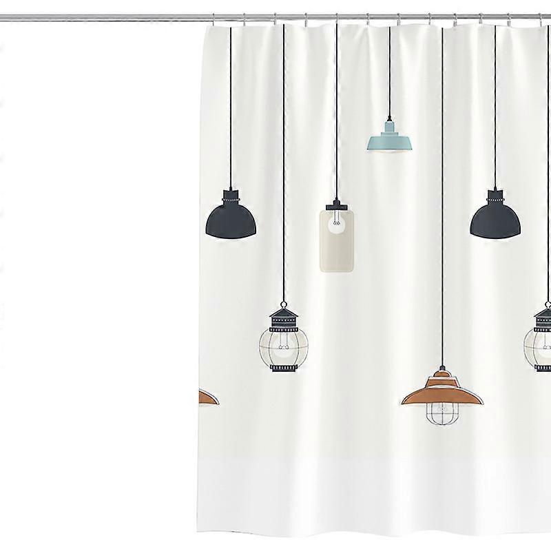 180x180 cm, Machine Washable Polyester Shower Curtains with 12 Hooks White Luster Pattern