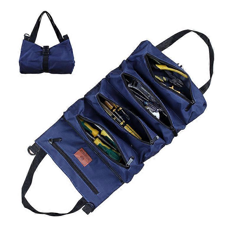 Multi-function canvas roll-up tool bag for keys Blue 48*28.5cm