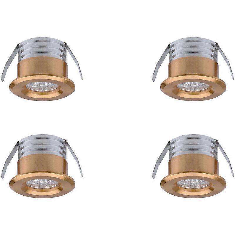 Set of 4 mini recessed LED spotlights, 3 W, warm white gold