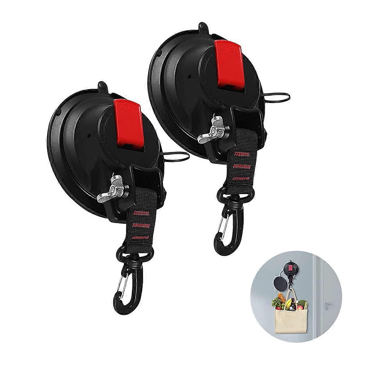 2Pcs Suction Cup with Lashing Hook Attachment