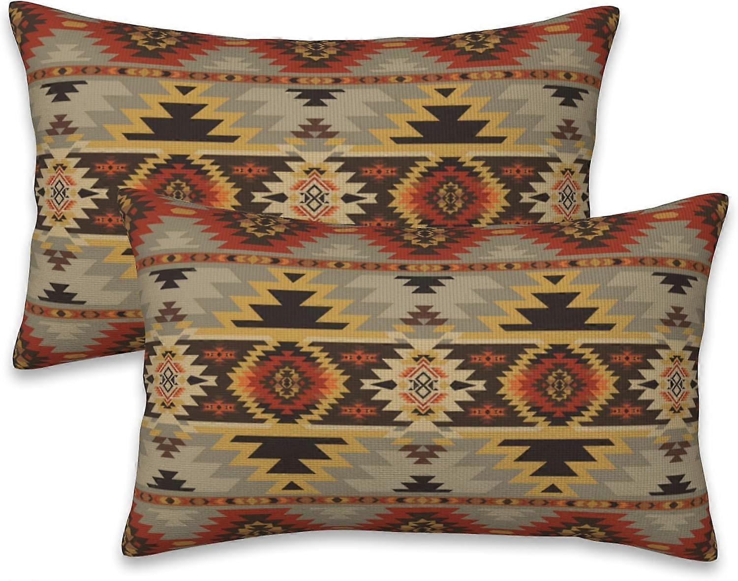 Etnik Aztek Atma Yastık Kılıfları 2'li Set Vintage Aztek Boho Yastık Kılıfları 20x12 İnç Modern Çiftlik Ev Dekoratif Yastık Kılıfları Yastık Kılıfı için 