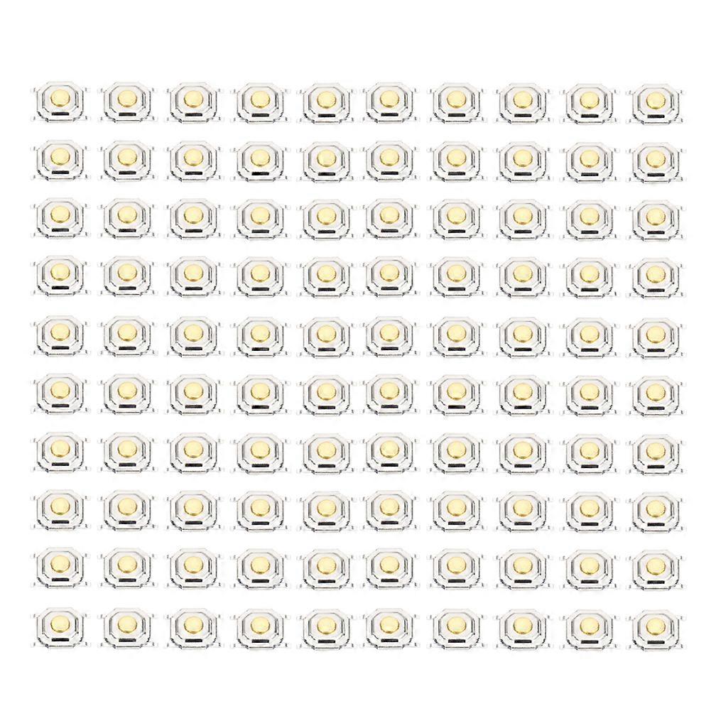 100Pcs Tactile Push Button Switch Plastic Light Touching Patch SMD 4 x 4 x 1.5mm