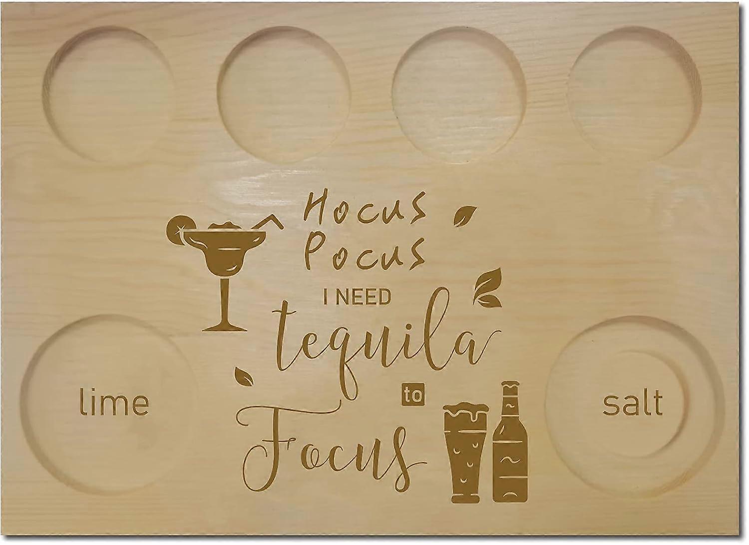 Wooden Tequila Board with Salt Rim Shot Glass Set Serving Tray Holder Tray Wine Holder for Bar Restaurant Party Family Dinner Gathering Men Women Frie