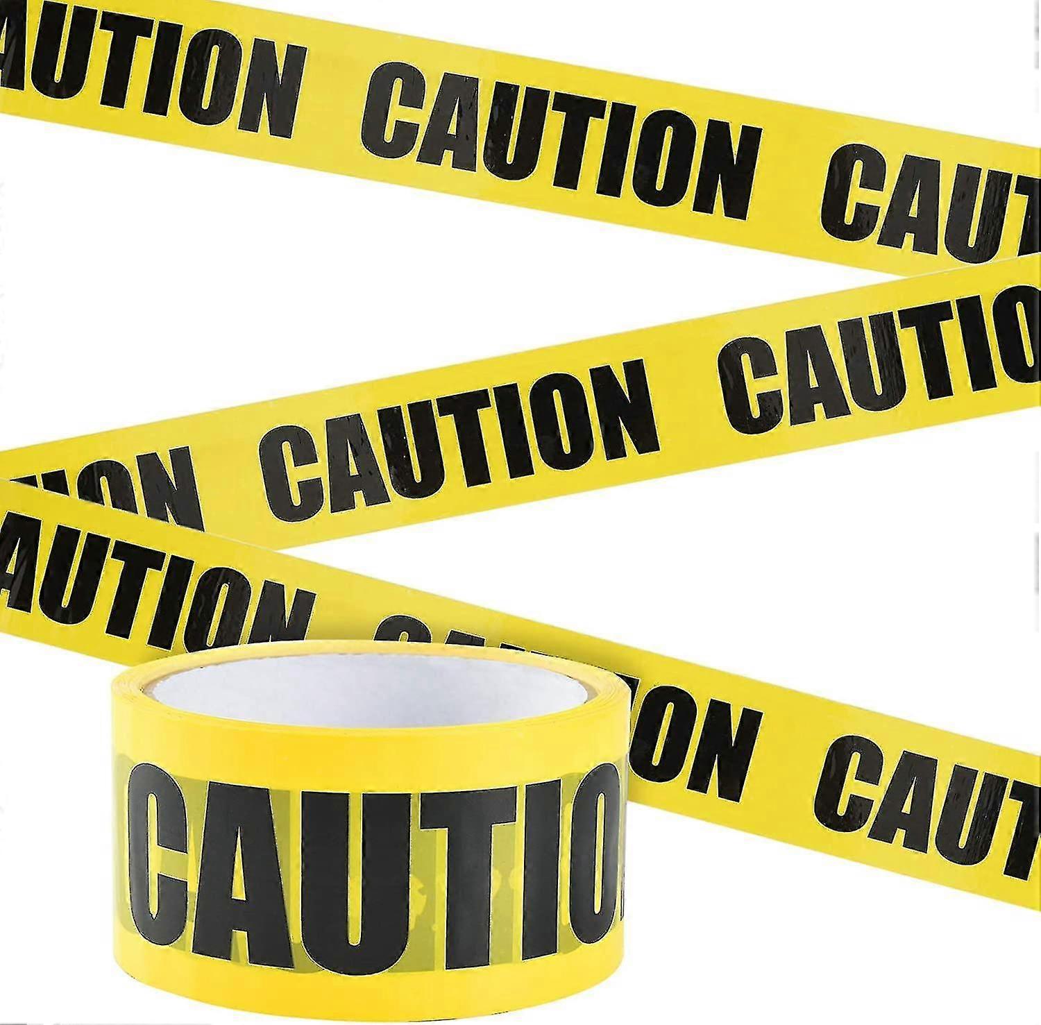 Yellow Warning Tape, Caution Adhesive Barricade Tape With Bold Black Font, Danger Areas (25m * 4.8cm)