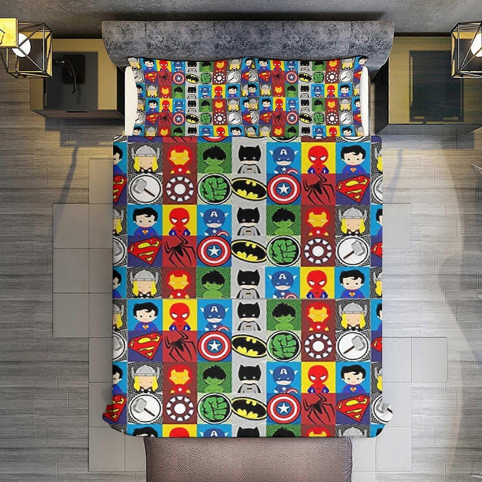 v3098  Bed Sheets Bedding 3 Piece Bedding Set,Cartoon Spider-Man Comforter Set for Kids Boys Teen Men Tween 3D Lightweight Microfiber Bedding Sets (1 