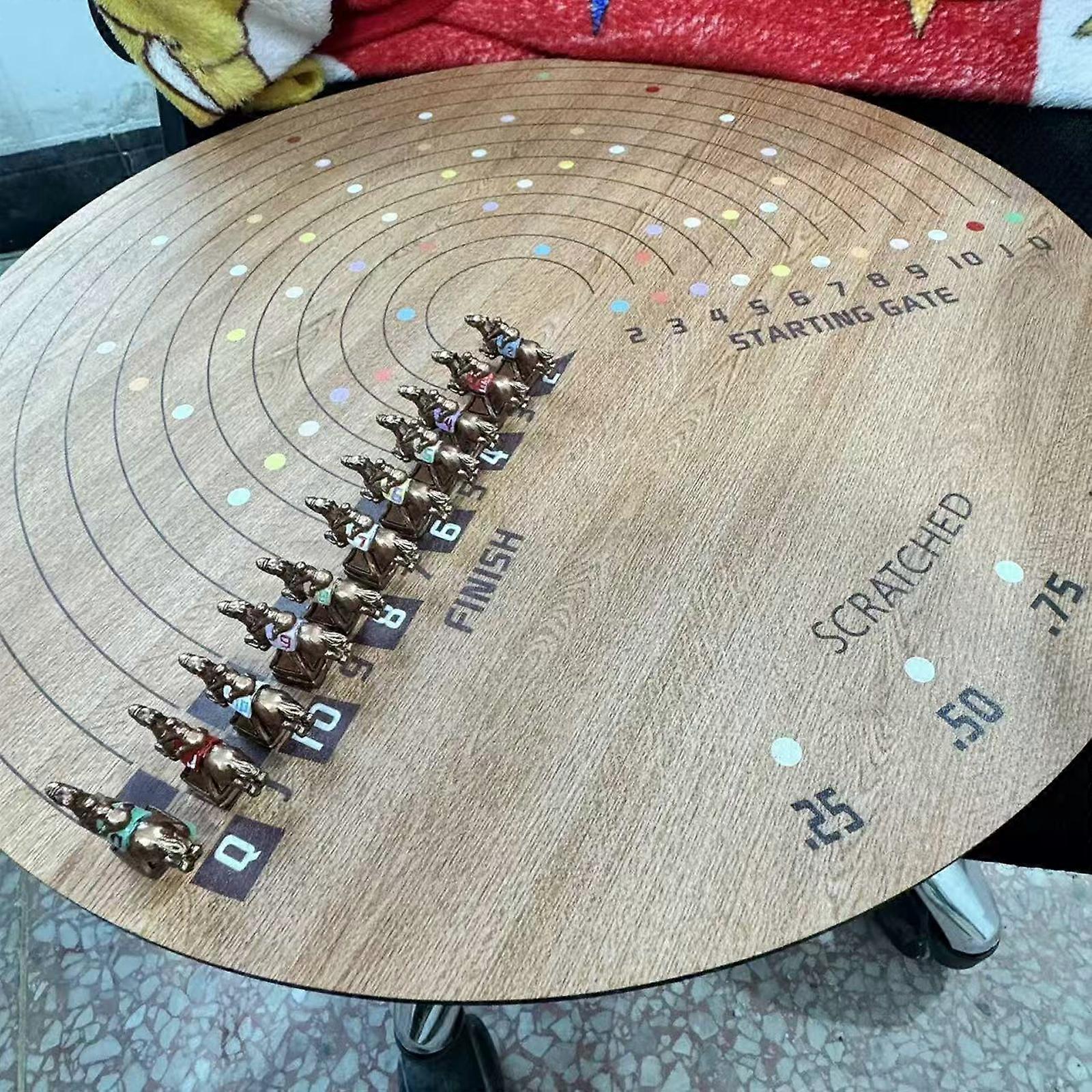 Race Scratched Horses Game Made from a Whiskey Barrel With Dice and Card