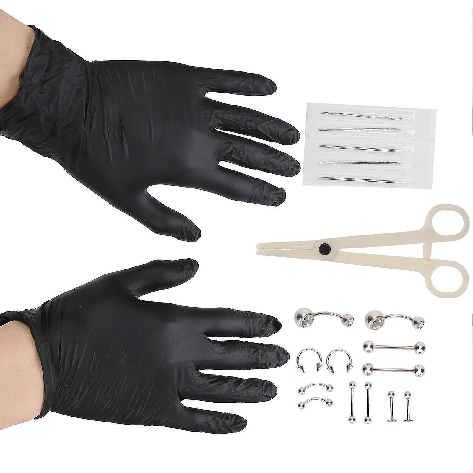 20pcs Professional Piercing Kit 14G 16G Needle Forceps Body Jewelry Piercing Tool Kit