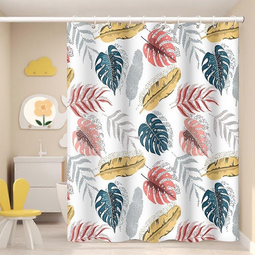 Linki Rideau de douche en feuilles de palmier tropicales Bleu IndienRed Palm Feuille de bananier Été