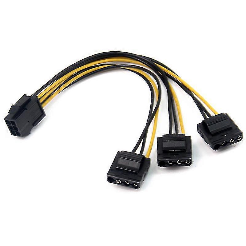 Lingable 6P to Molex 4P Power Cable 6P Male to Three Large 4 Pin Graphics Card Power Supply Adapter