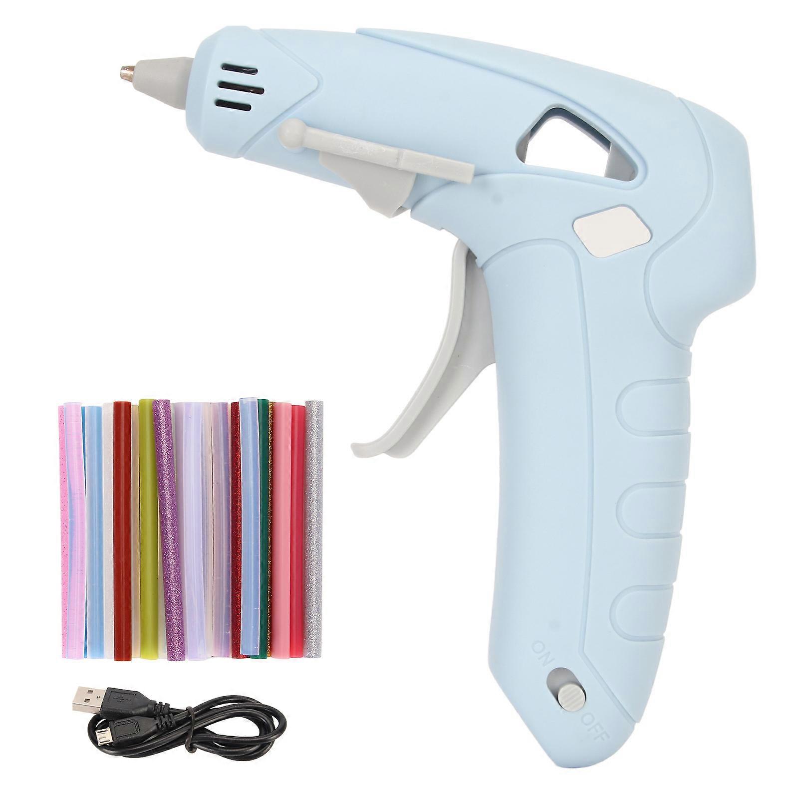 Hot Glue Melter 10W Fast Heating Ergonomic Handle USB Charge Hot Glue Melting Tool with 30 Sticks for Handicraft DIY