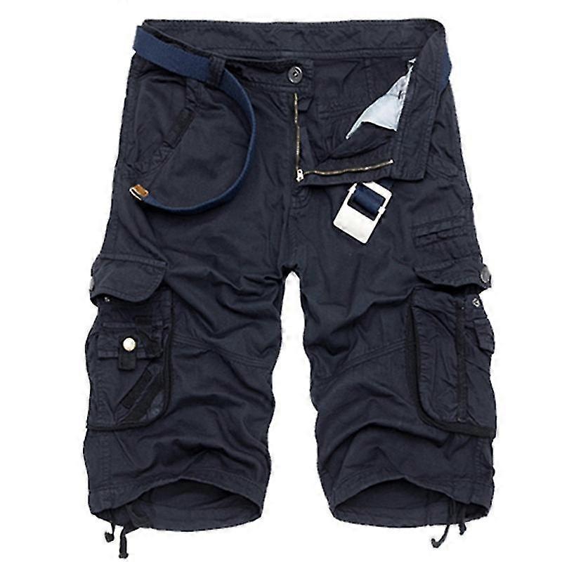 2022 Summer Cotton Cargo Shorts Men Fashion Multi Pocket Solid Color Causal Shorts Mens Loose Outdoor Mid Cargo Shorts No Belt,Dark