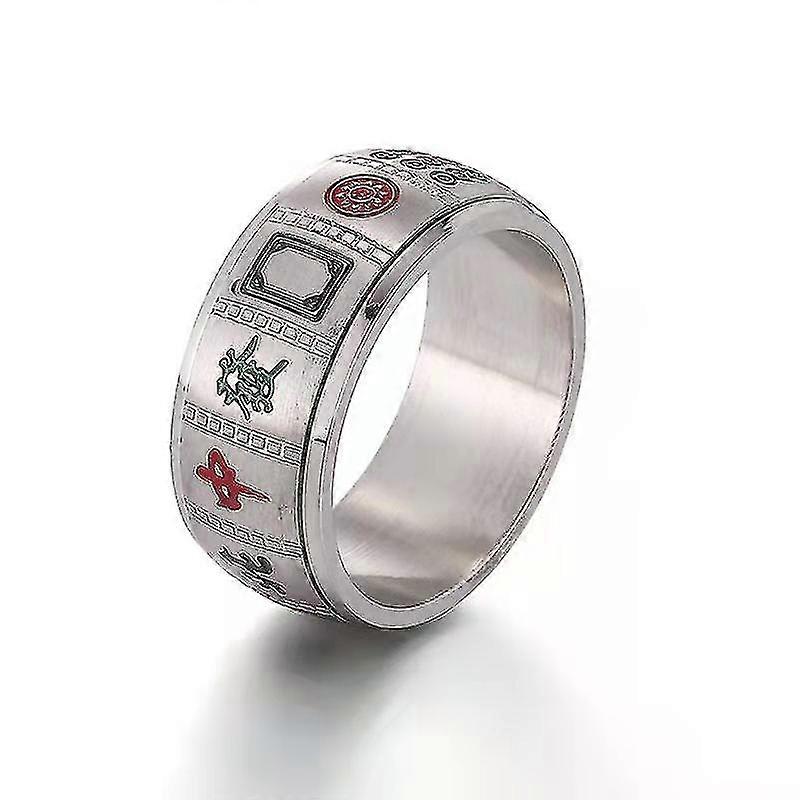 Anti Angst Gave Mahjong Ring Held og lykke Ringe Rustfrit Stål Roterende Fidget Spinner Angst Ring Til Mænd Drenge Kvinder