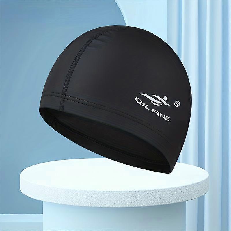 Waterproof Swimming Cap For Men And Women, Elastic PU Swimming Cap With Ear Protection Design, Suitable For Long Curly Hair