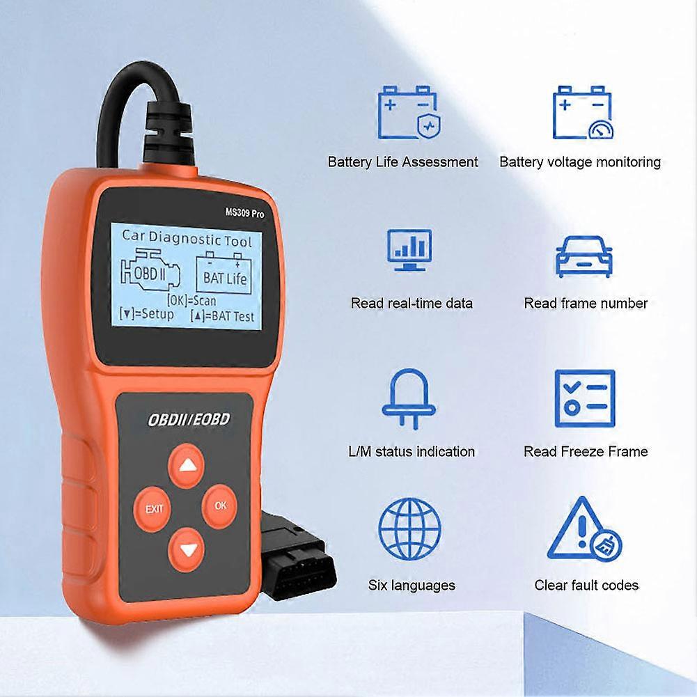 OBD2 Scanner Auto Engine System Diagnostic Tool with LCD DisplayMultilingual Engine Error Code Readers Car Diagnostic Tool