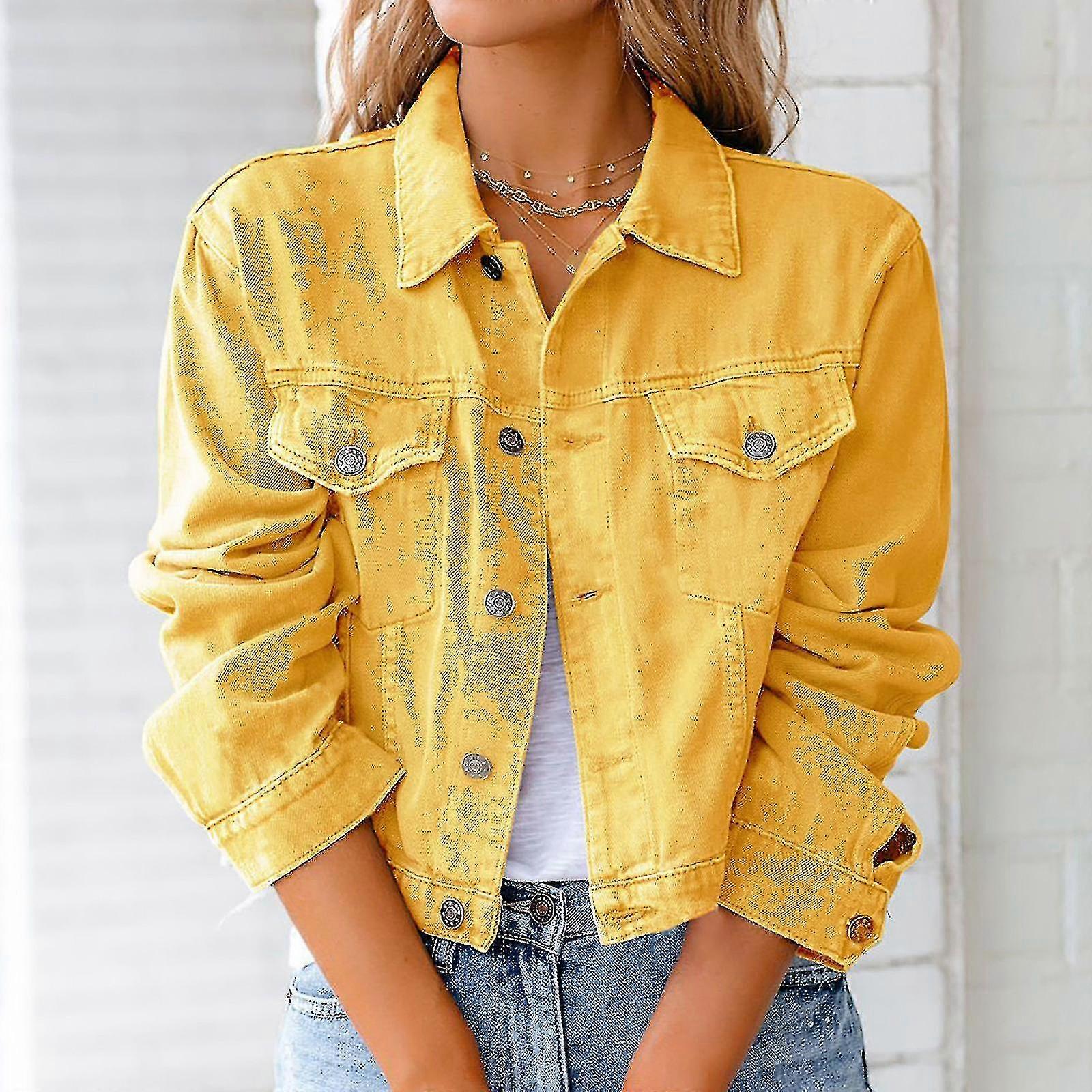 Jeansjacke Langarm Schlankheitsjacke Mantel Top mit Taschen