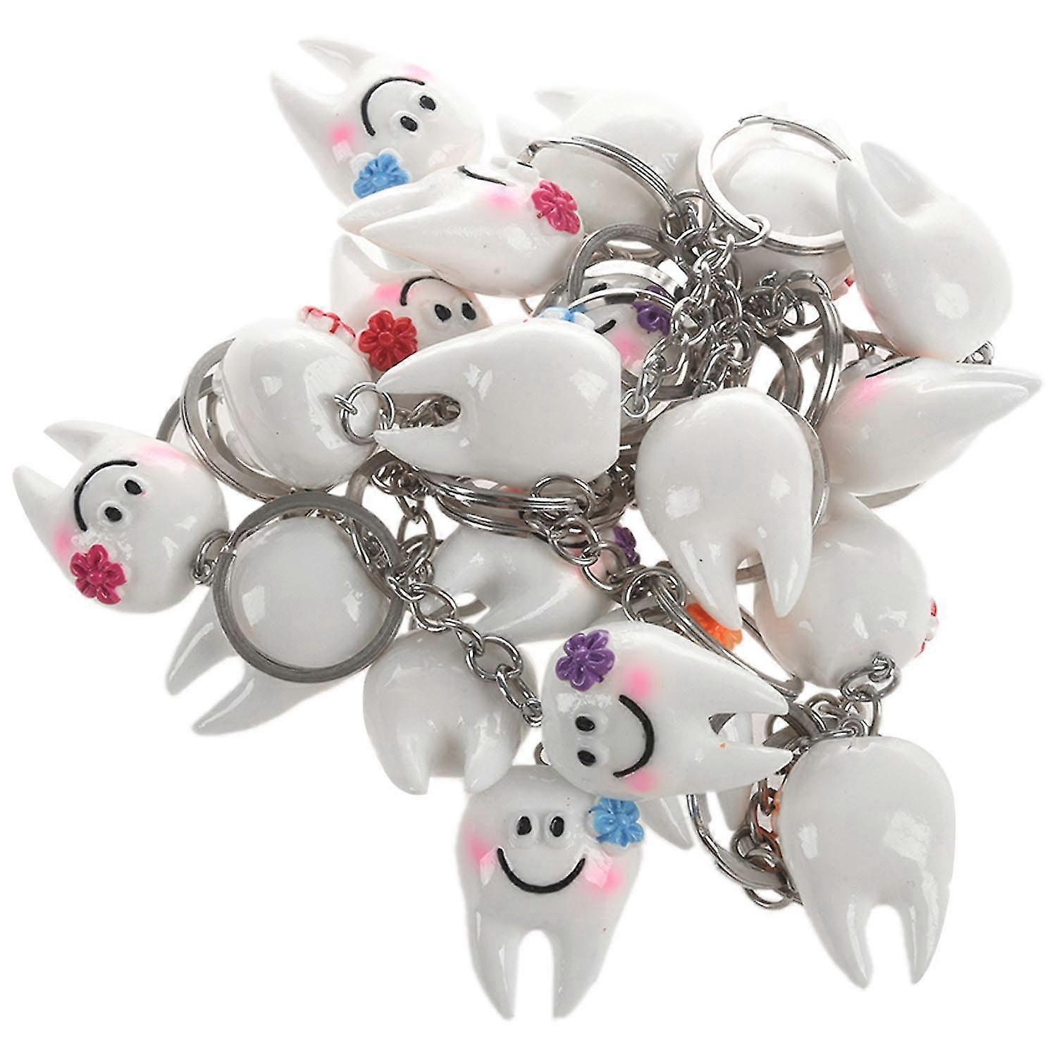 20 Pcs Keychain Key Ring Tooth Shape Cute Dental Gift