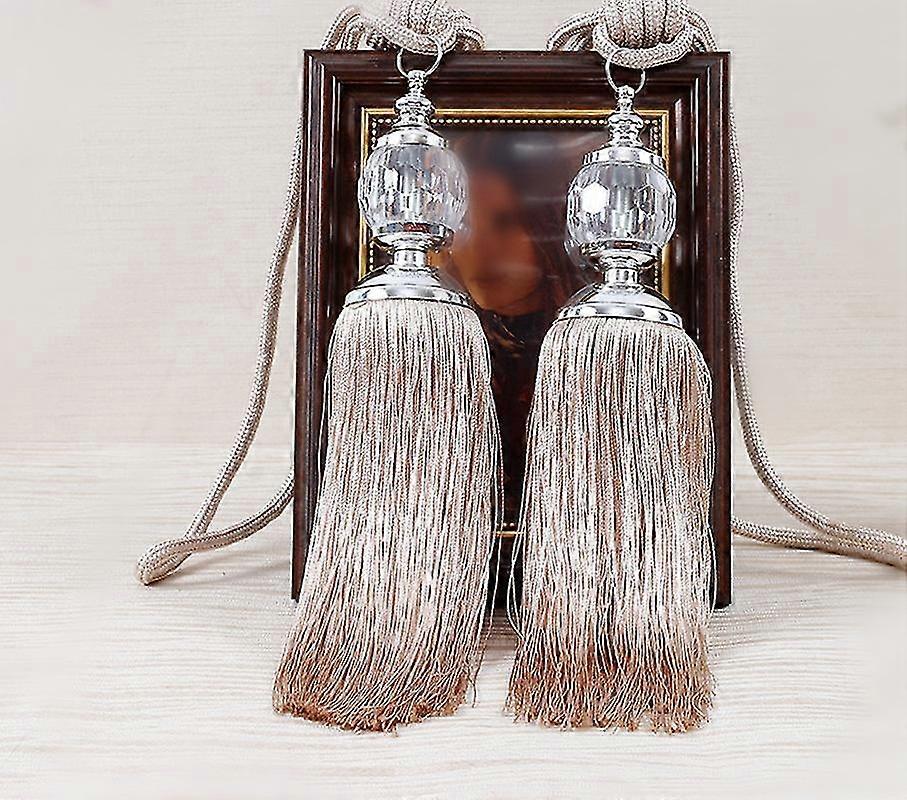 2 st lyxgardin holdbacks rep tie backs tofs tiebacks pärlbollsdekorpar för hemmakontorets fönsterridå