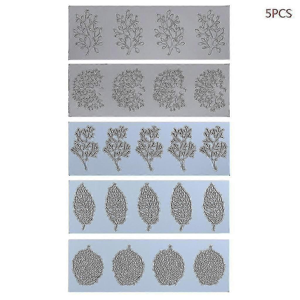5 pezzi/set di tappetini in pizzo a forma di foglia di corallo, stampo per dolci in silicone per fondente e zucchero artigianale