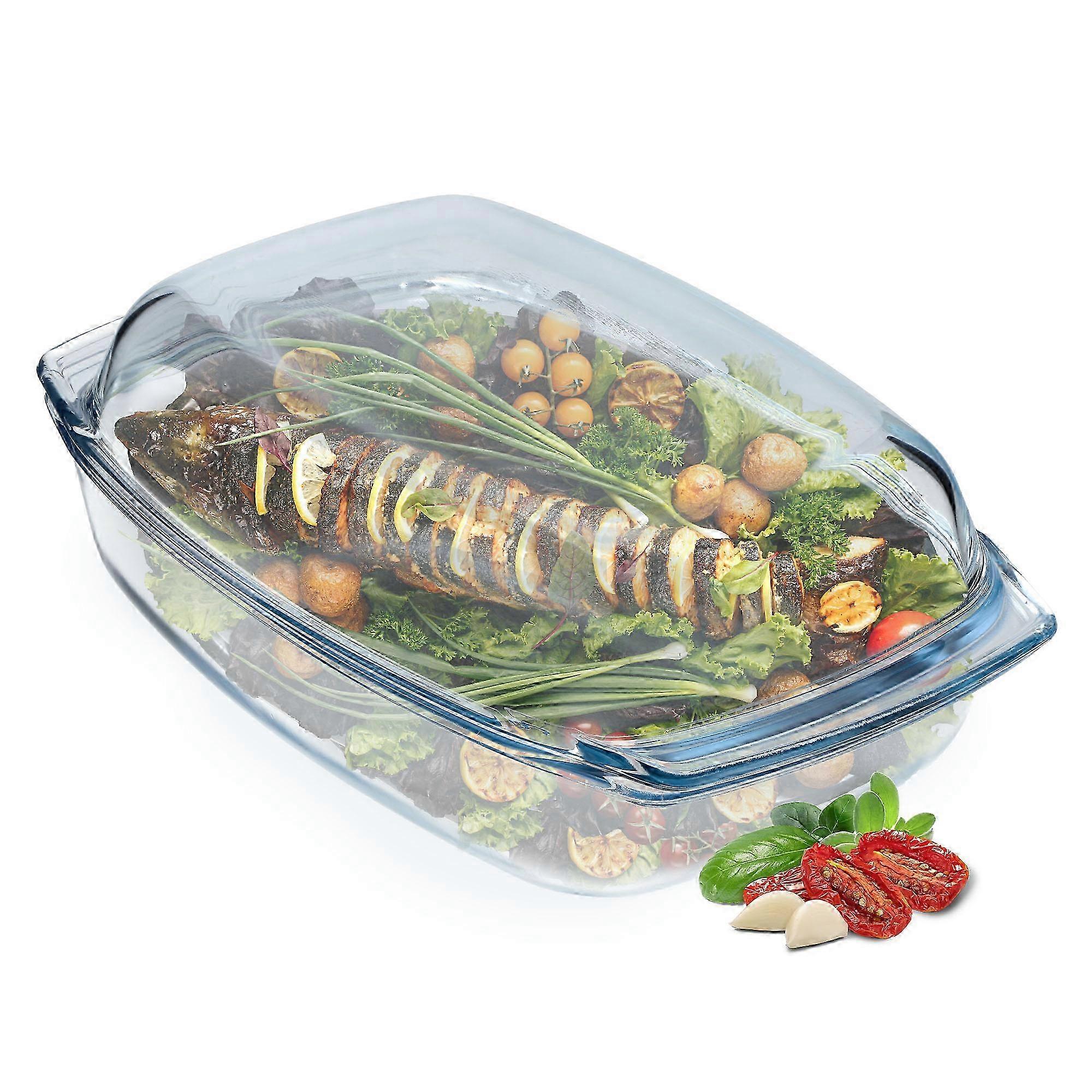 KADAX Auflaufform 5L mit Auflaufdeckel Rechteckglas