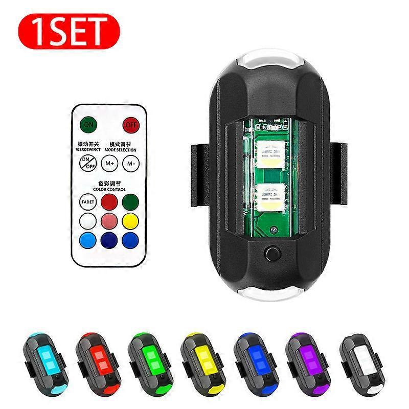 BLALION LED Aircraft Strobe Light Motorcycle Anti-collision Warning Lamp With Remote USB Charging 7colors Turn Signal Indicator