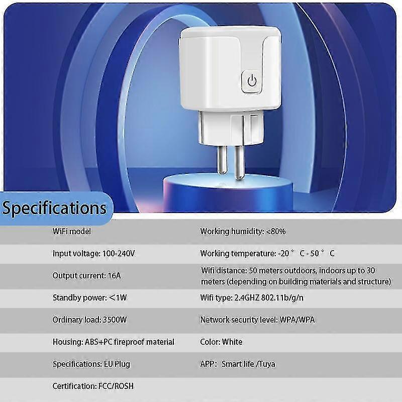 Power Monitoring Tuya Smart Plug 16a/20a Smart Socket With Power Monitoring Wifi