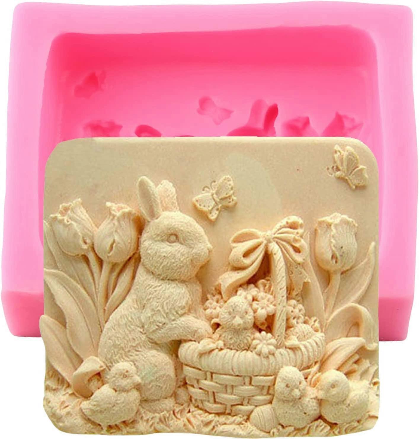 3D Rabbit Silicone Molds Easter Bunny Soap Mold For Soap Candle Pudding Chocolate Cake Decorating