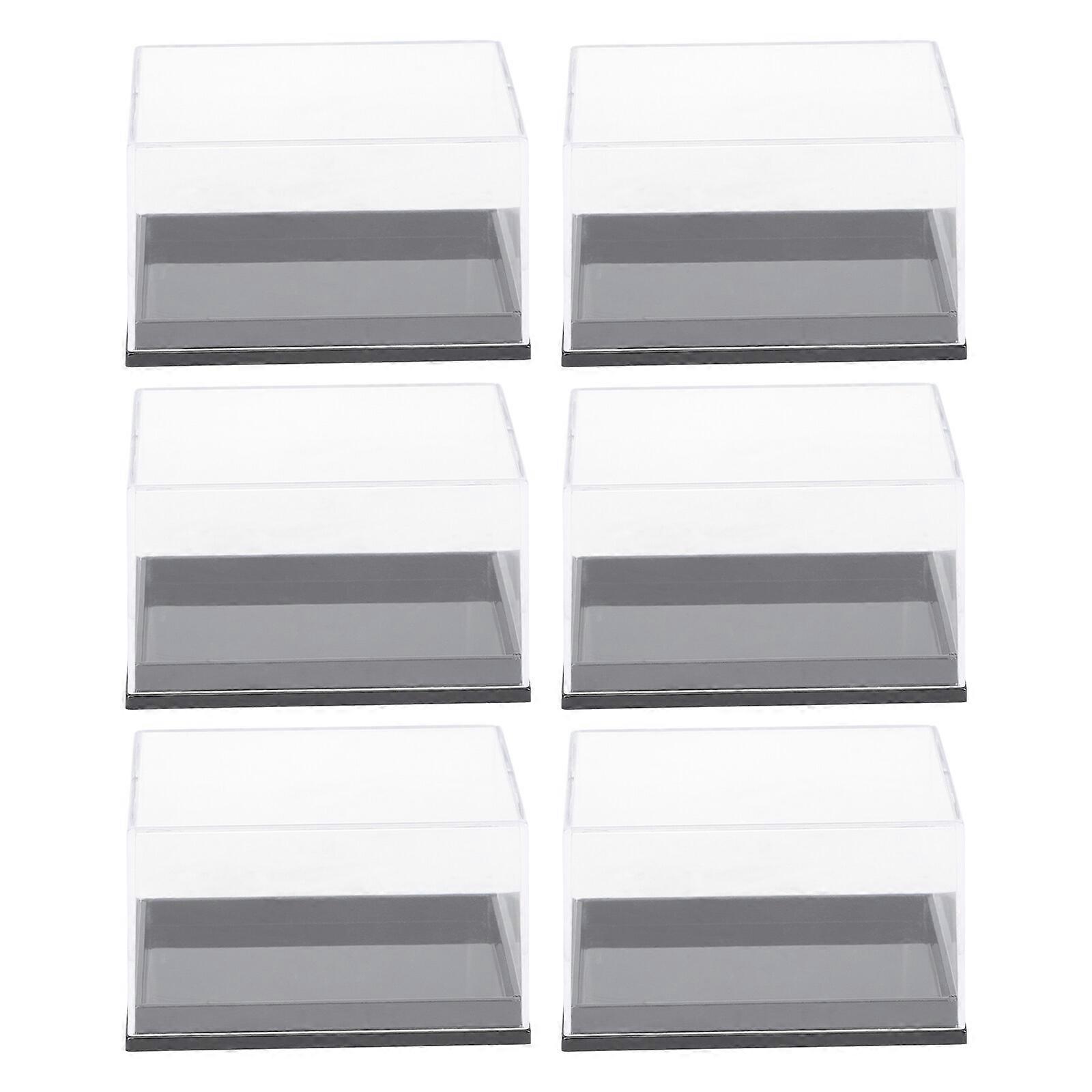 6pcs Plastic Mineral Specimen Storage Cases Square Sample Displaying Boxes