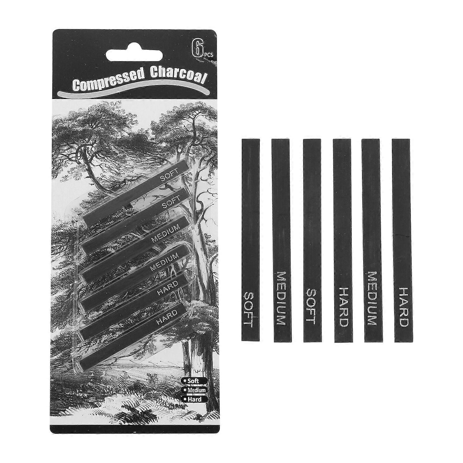 6Pcs Charcoal Sticks Compressed Charcoal Rods Sketching Drawing Supplies