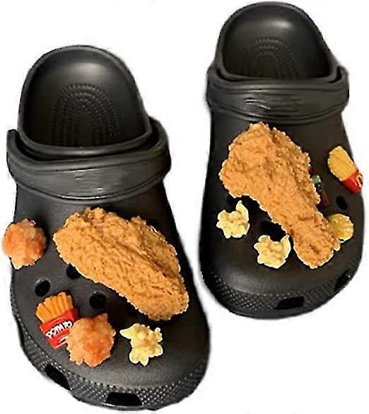 Croc Shoe Acessories,3d Simulation Food Shoes Decor,resin Fried Chicken Popcorn French Fries Diy Accessories For Hole Shoes